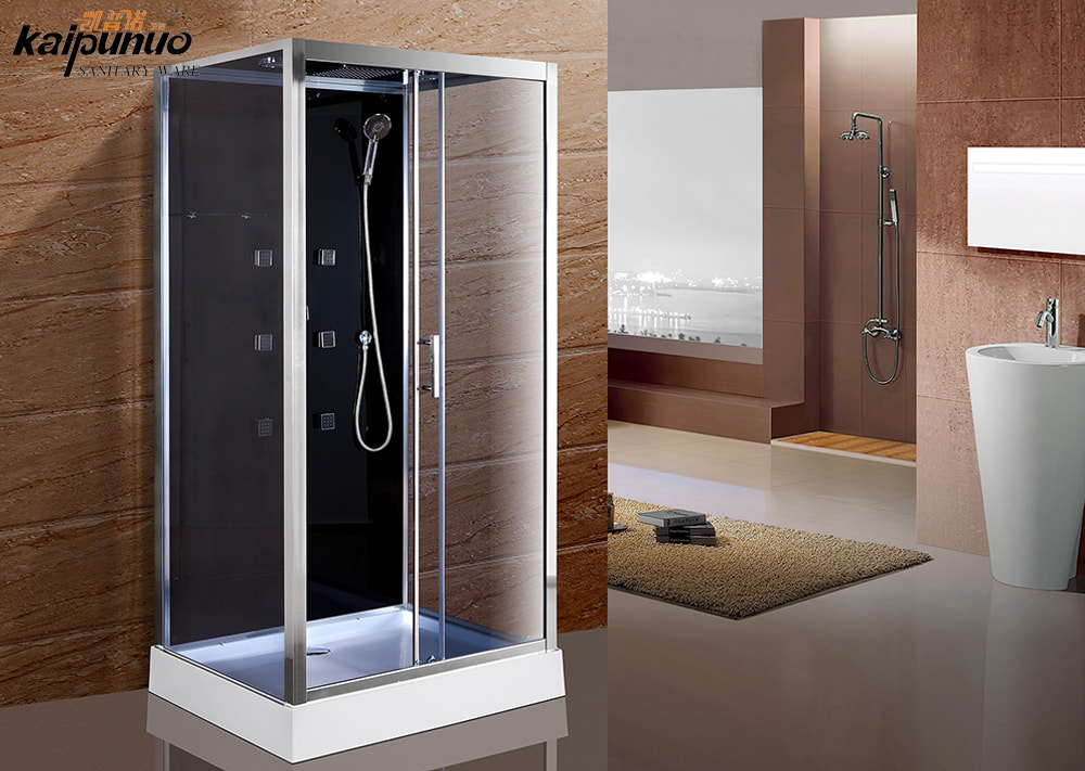 Cabina de ducha impermeable rectangular con estante de almacenamiento