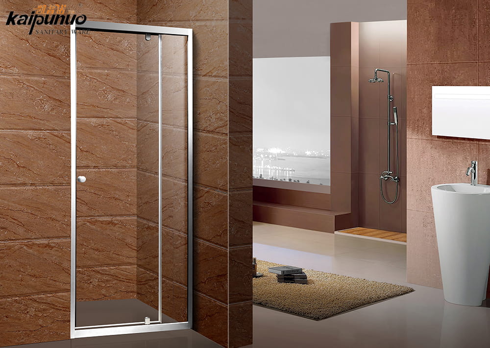 Cuarto de baño caliente barato marco de aluminio cromado puertas de ducha puerta de vidrio con bisagra